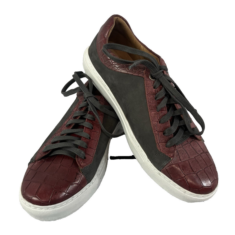 Brothers United Mens Tie Leather Oxfords Shoes sz 7 Serpent Burgundy Gray Suede